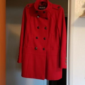 GUESS Military Style Wool Peacoat Large